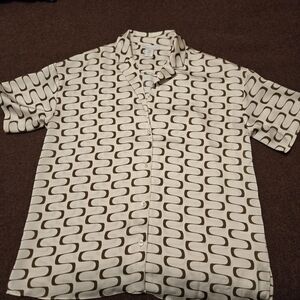 House of Harlow 1960 Abstract Shirt Women's Size Medium Brown And Cream